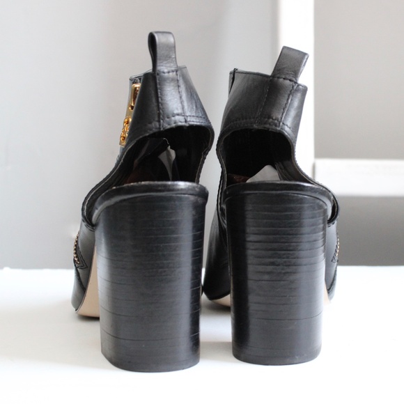 Cole Haan Black ZULA SHOOTIE II Leather Peep-Toe Bootie Shootie Heels Size 9.5 - Picture 6 of 8